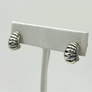 Lagos Caviar Small Silver Dome  Huggie Earrings